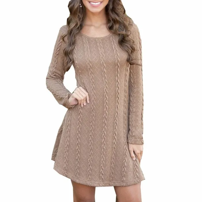 Kurzes Strickkleid - Langarmpullover