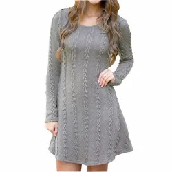Kurzes Strickkleid - Langarmpullover