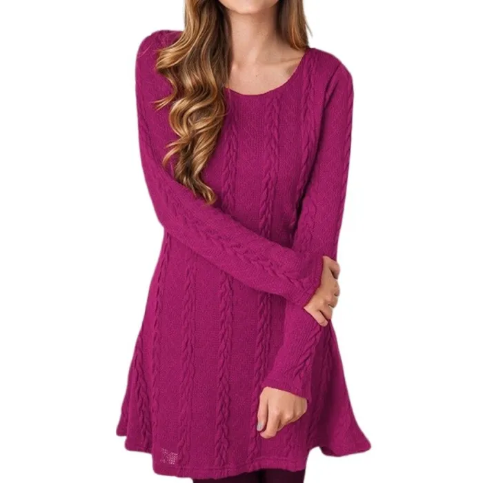 Robe courte en maille - pull manches longues
