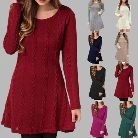VestidosVestido corto de punto - suéter de manga larga