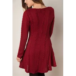 Kurzes Strickkleid - Langarmpullover