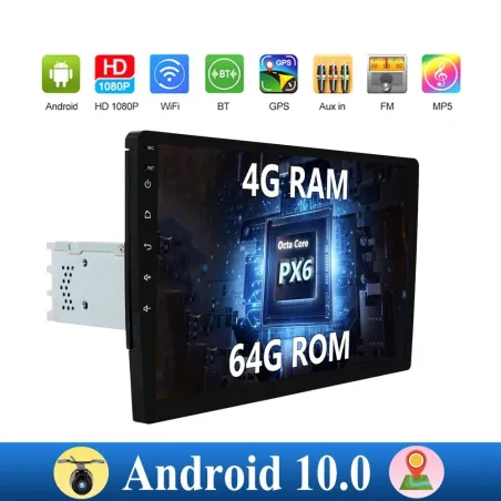 Bilradio med berøringsskjerm - Android 10 - 2DIN - WiFi - GPS - Bluetooth - FM - AM - RDS - SWC - DSP