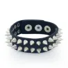 Bracelet en cuir style punk - pointes / rivets - unisexe