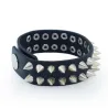 Bracelet en cuir style punk - pointes / rivets - unisexe