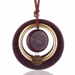 CollarColgante vintage hecho a mano - collar largo - cadena de cuerda de cuero