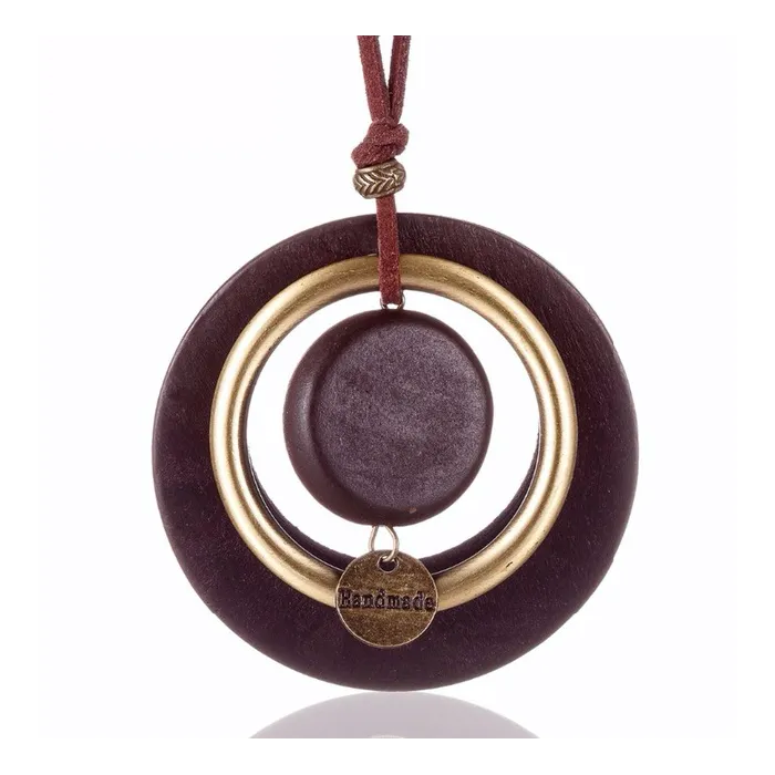CollarColgante vintage hecho a mano - collar largo - cadena de cuerda de cuero