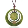 Vintage handgemaakte hanger - lange ketting - leren touwkettingHalskettingen
