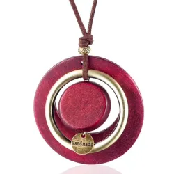 CollarColgante vintage hecho a mano - collar largo - cadena de cuerda de cuero