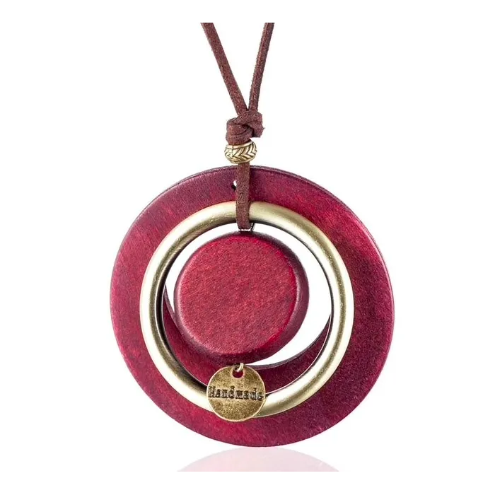 CollarColgante vintage hecho a mano - collar largo - cadena de cuerda de cuero