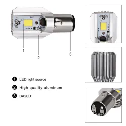 Motorsykkel LED hovedlyspære - H6 BA20D - 6000K