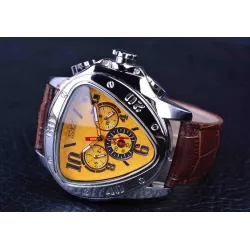 JARAGAR - relógio automático de luxo - pulseira de couro - forma de triângulo