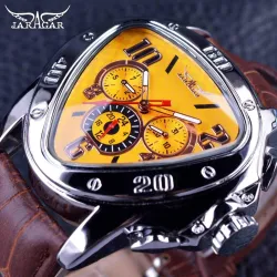 JARAGAR - luxe automatisch horloge - lederen band - driehoeksvormHorloges