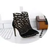 Bottines à talons hauts - design découpé - avec rivets / fermeture éclair