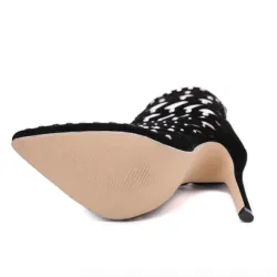 Bottines à talons hauts - design découpé - avec rivets / fermeture éclair
