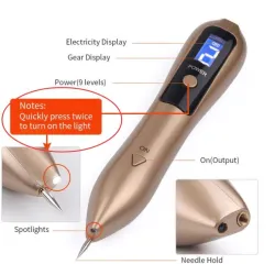 Stylo à plasma laser - élimination des taches de rousseur / taupe / taches brunes - écran LCD LED