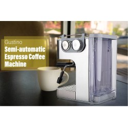 Gustino 19 Bar - halvautomatisk kaffebryggare - mjölkskummare - rostfritt stål