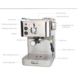 Gustino 19 Bar - cafetière semi-automatique - mousseur à lait - acier inoxydable