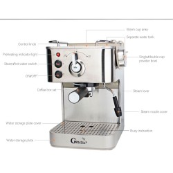 Gustino 19 Bar - halvautomatisk kaffemaskine - mælkeskummer - rustfrit stål