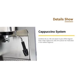 Gustino 19 Bar - cafetière semi-automatique - mousseur à lait - acier inoxydable