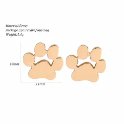 Petites boucles d'oreilles puces - empreinte de patte d'animal