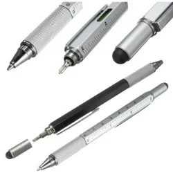 Stylo multifonction 7 en 1 - règle - tournevis - niveau à bulle - stylet pour écran tactile