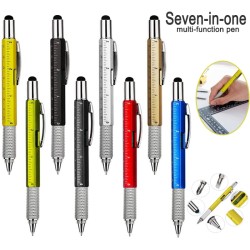 7 i 1 multifunktions pen - lineal - skruetrækker - vaterpas - touch screen stylus