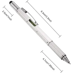 7 i 1 multifunktions pen - lineal - skruetrækker - vaterpas - touch screen stylus