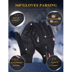 Warme skihandschoenen - touchscreen functie - ritssluiting - waterdichtHandschoenen