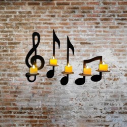 Portacandele da parete - note musicali nere