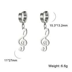 AretesPendientes largos con notas musicales