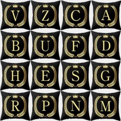 Capa de almofada preta decorativa - letras douradas do alfabeto - 45 * 45 cm