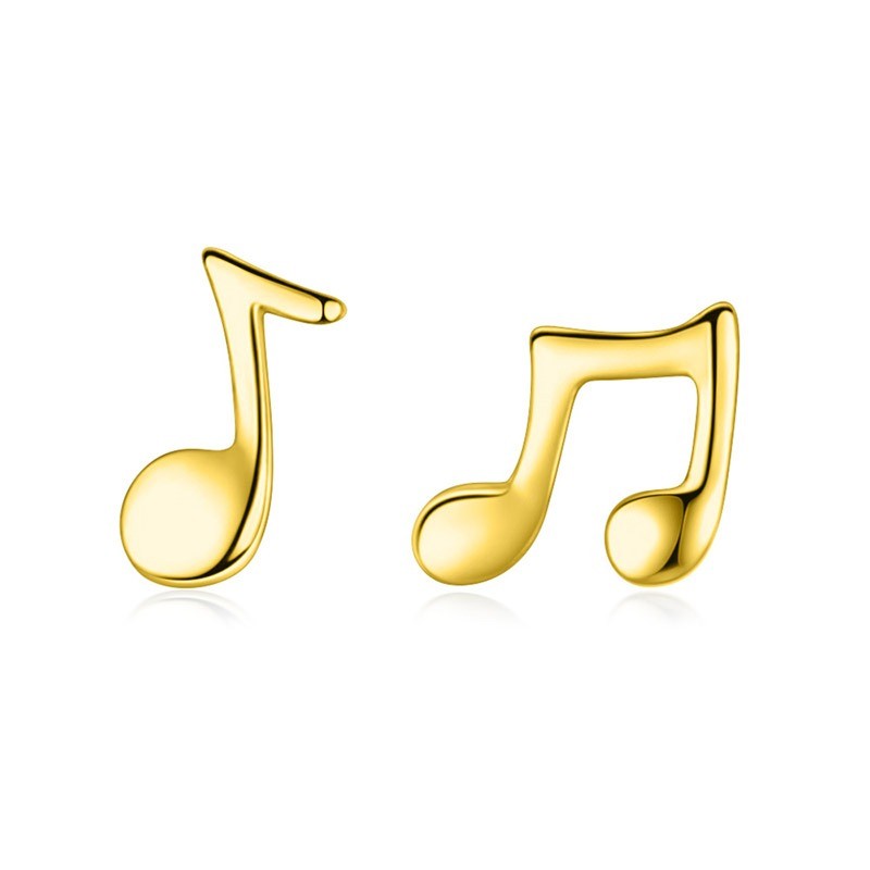 AretesNotas musicales doradas - Pendientes de botón - Plata de Ley 925