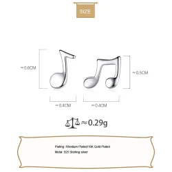 Golden musical notes - stud earrings - 925 Sterling silverEarrings