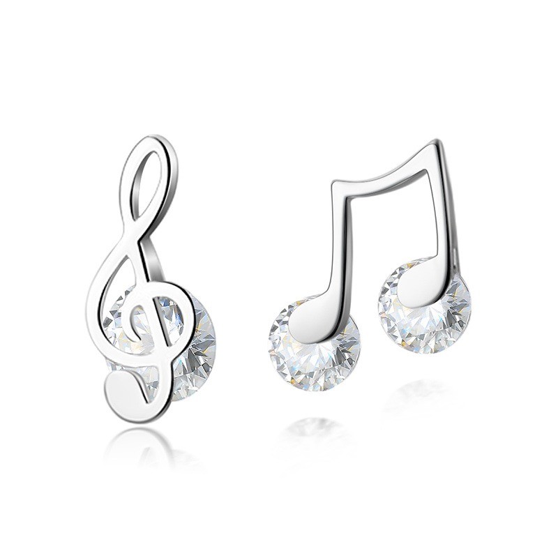 Musikalske noder øreringe - med krystal - 925 Sterling sølv