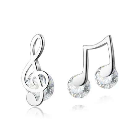AretesPendientes notas musicales - con cristal - Plata de Ley 925