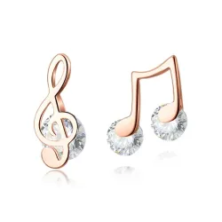 Øredobber med musikknoter - med krystall - 925 Sterling sølv