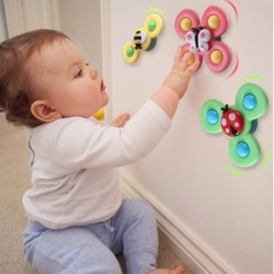 Brinquedo giratório para bebês - fidget spinner - com ventosa - 3 peças