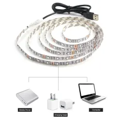LED USB stripelys - TV-bakgrunnsbelysning - SMD 3528 - 5V - 50cm - 1m - 2m - 3m - 4m - 5m