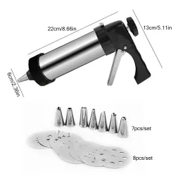 Pistolet presse-biscuits - glaçage / décoration - acier inoxydable - set