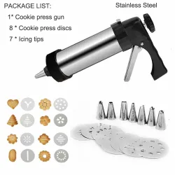 Pistolet presse-biscuits - glaçage / décoration - acier inoxydable - set