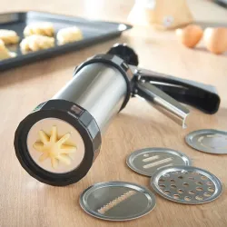 Pistola per biscotti - glassa / decorazione - acciaio inossidabile - set