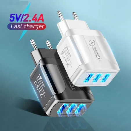 3 USB-porter lader - 3.0 hurtiglading