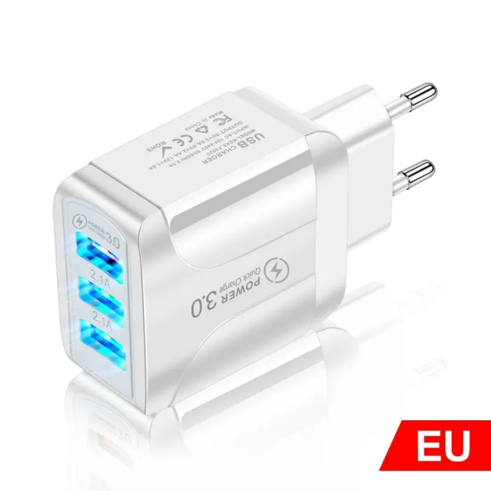 3 USB-porter lader - 3.0 hurtiglading