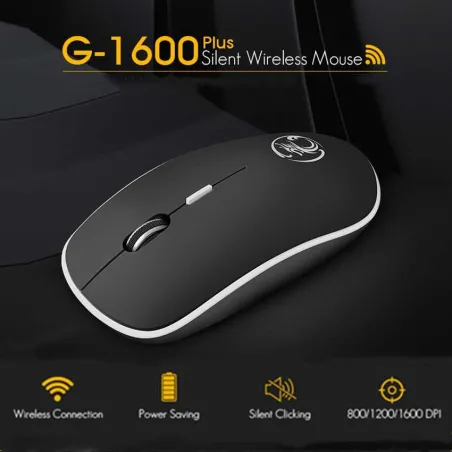 Wireless optical mouse - with USB receiver - ergonomic - silent - 2.4Ghz - 1600 DPIMouses