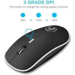 Wireless optical mouse - with USB receiver - ergonomic - silent - 2.4Ghz - 1600 DPIMouses