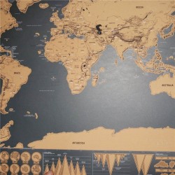 Mapa de rascunho preto - mapa de viagem mundial - adesivo de parede