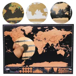 Carte à gratter noire - carte du monde - sticker mural