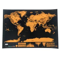 Carte à gratter noire - carte du monde - sticker mural