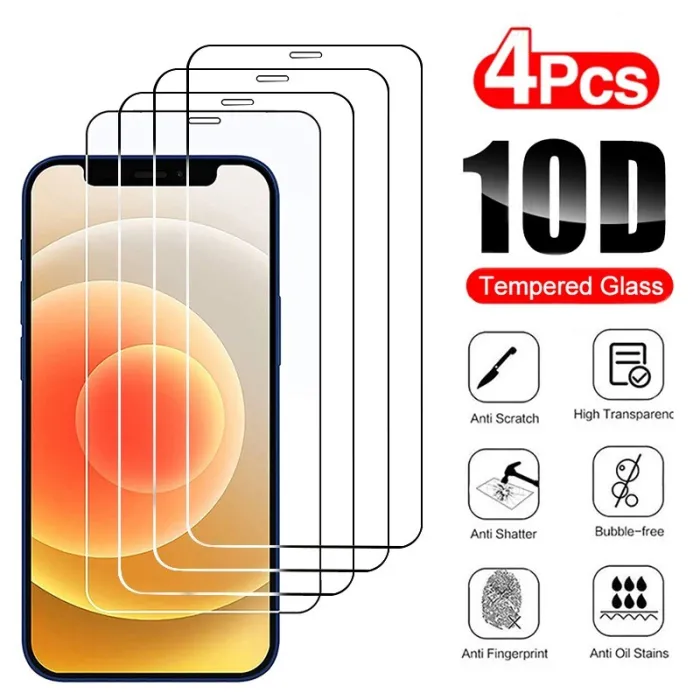 Skjermbeskytter - herdet glass - heldeksel - til iPhone - 4 stk