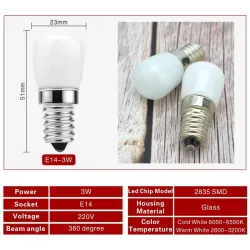 3W - E14 - AC 220V - LED - ampoule frigo - 2 pièces